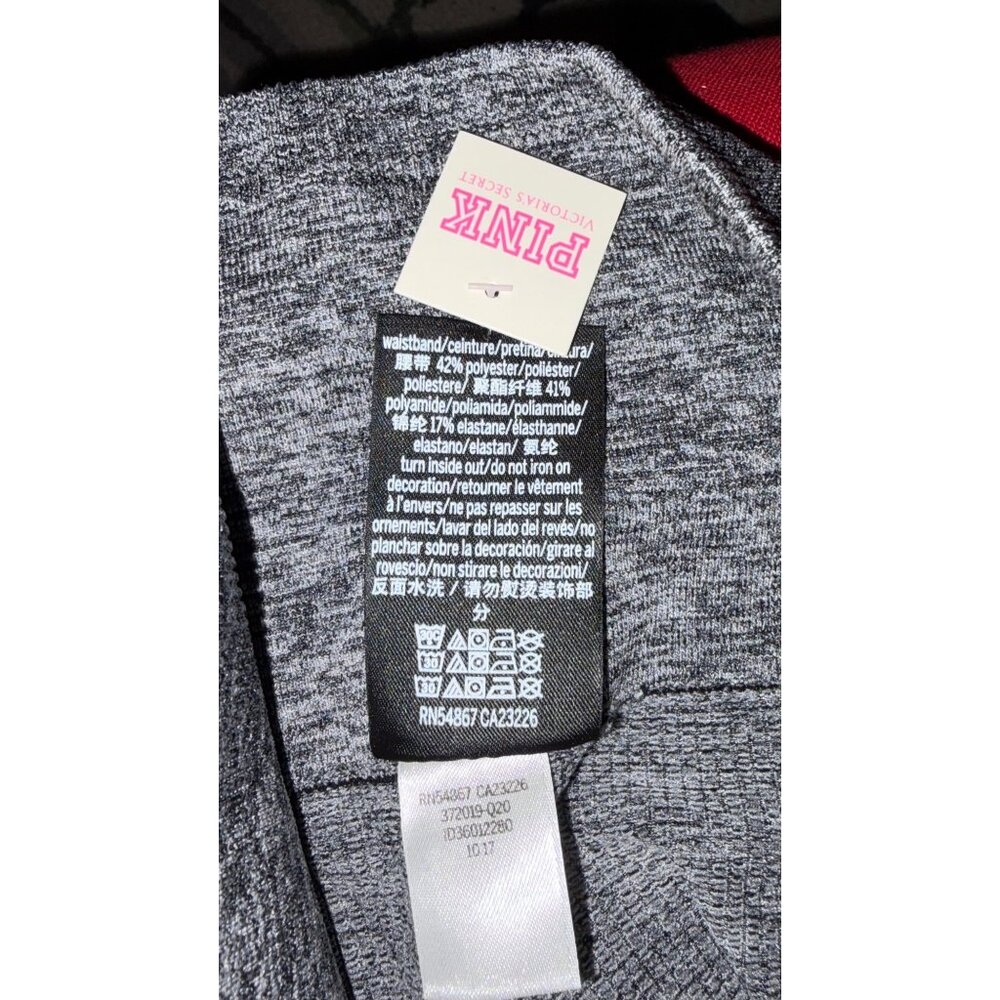VICTORIA'S SECRET PINK ULTIMATE STRAPPY LEGGINGS-GRAY-NEW! SIZE LG - Picture 7 of 8